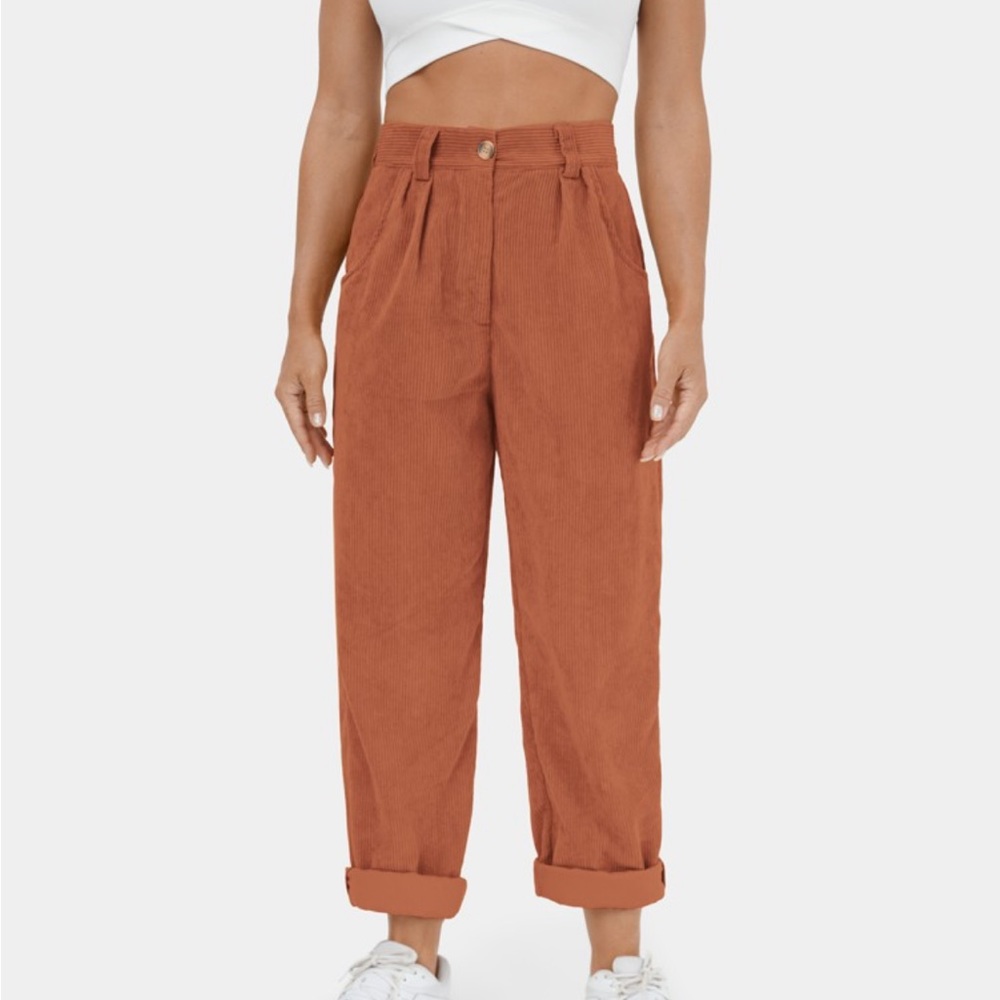 Halara High Rise Corduroy Joggers In Rust Burnt Orange